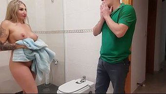 Shower Steam Rises As My Busty Blonde Stepmom Lets Me Fuck Her